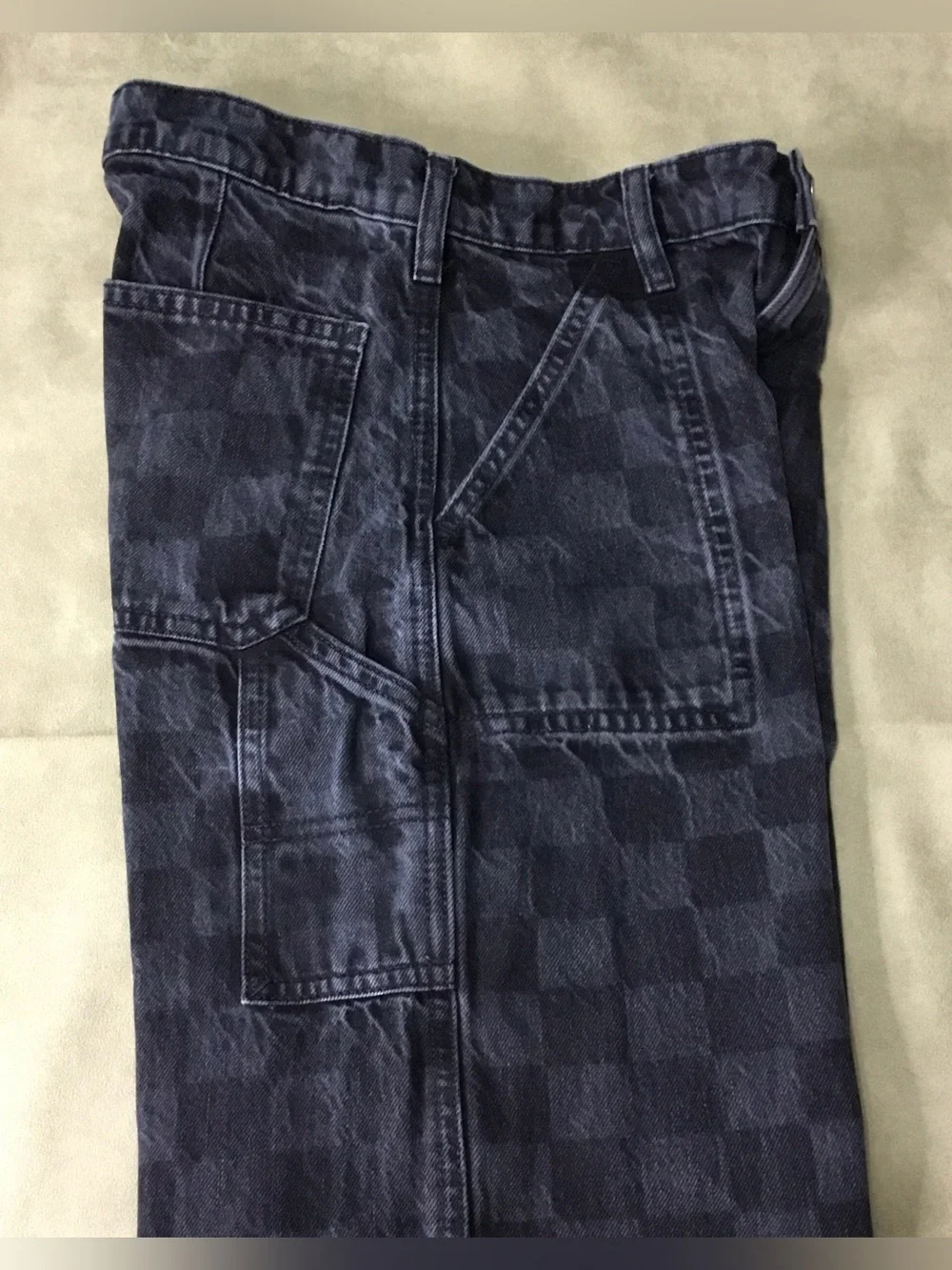 GAP Teen Gray 12 Wide Stride Checkerboard Relaxed Jeans - K802